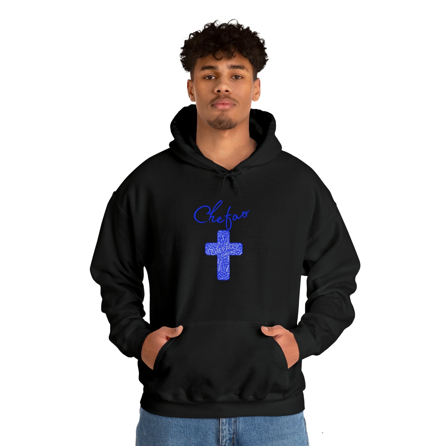 Chefao Cross I Blue, Unisex Heavy Blend™ Hooded Sweatshirt