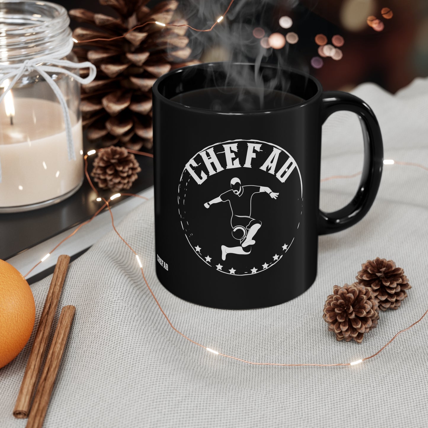 Chefao Soccer III, Black Coffee Mug, 11oz