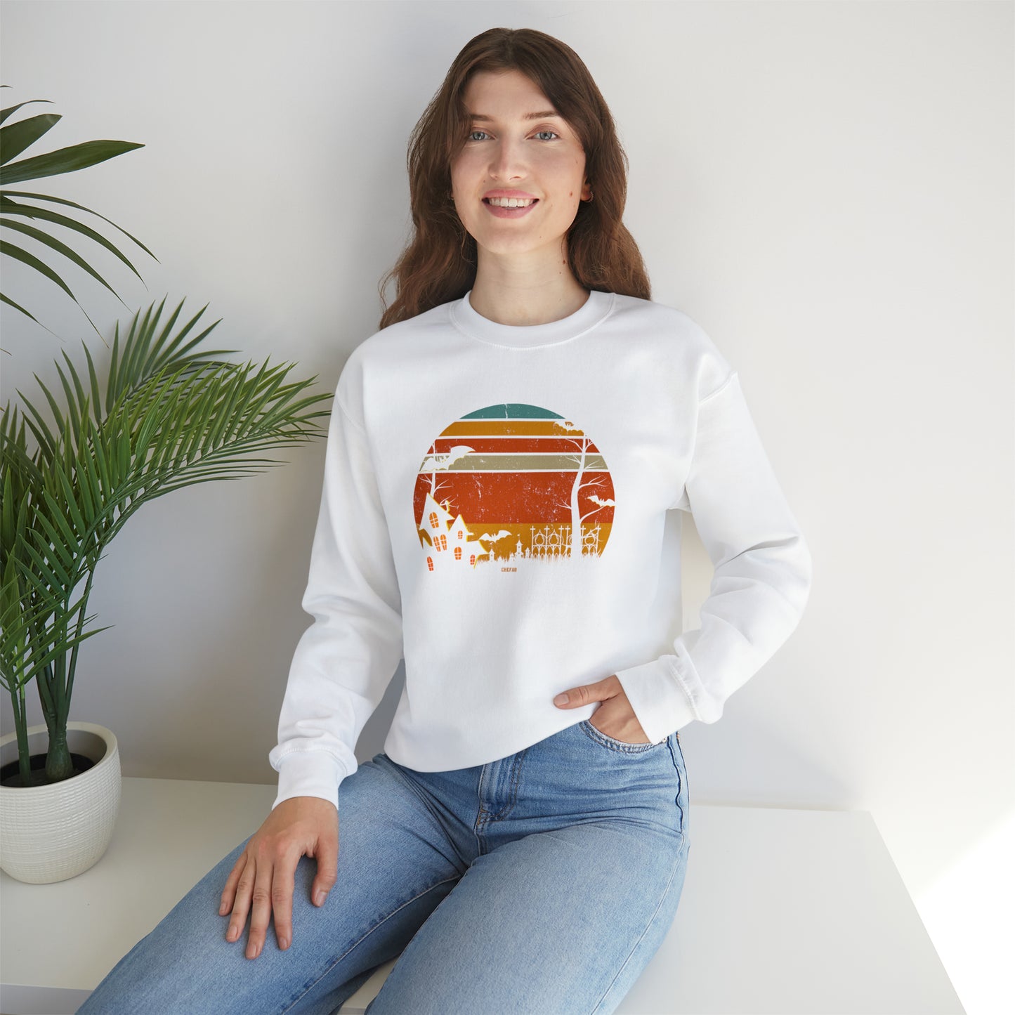 Retro Halloween, Unisex Heavy Blend Crewneck Sweatshirt