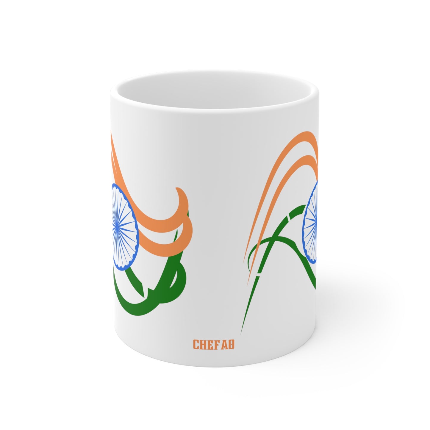 Sleek Indian Flag Design, White Coffee Mug, 11oz