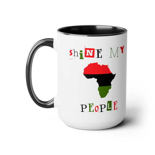 Shine My People Pan Africa I, Two-Tone Coffee Mugs, 15oz