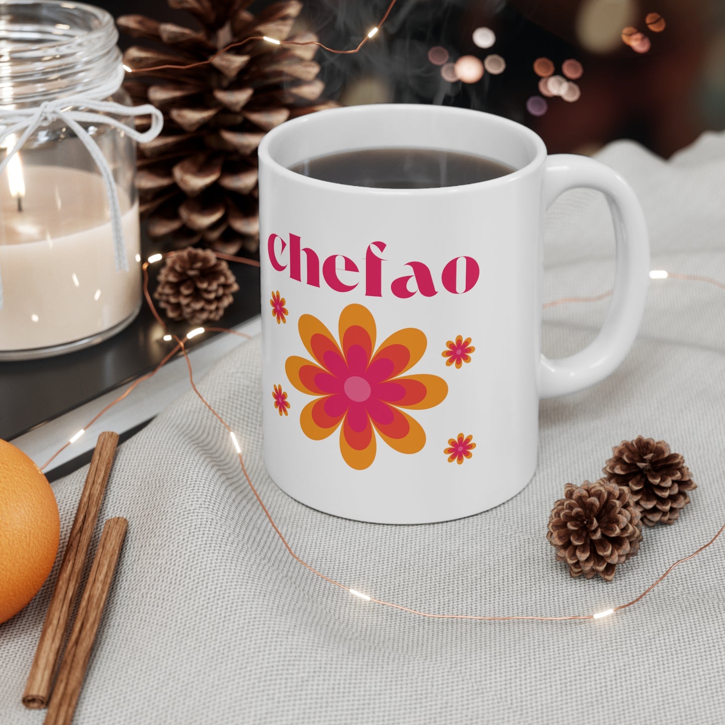 Chefao Retro II, White Coffee Mug, 11oz