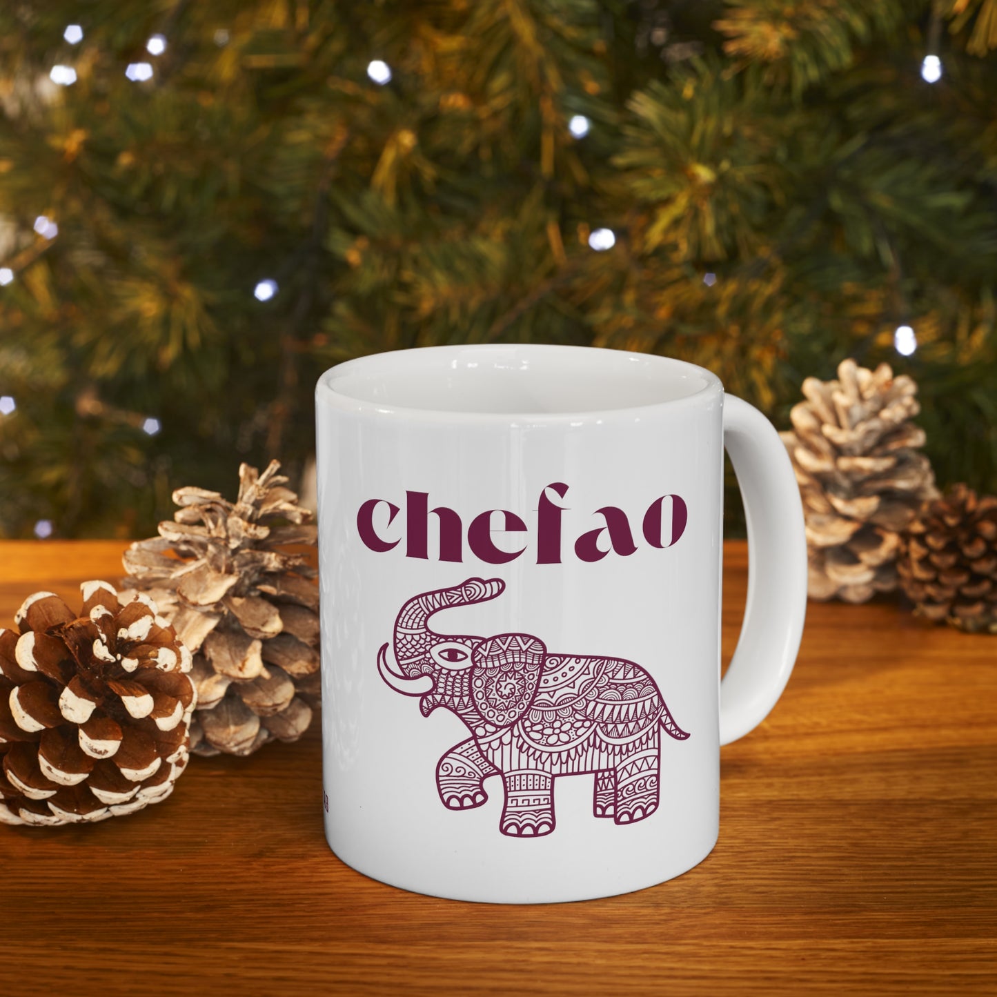 Chefao Elephant III, White Coffee Mug, 11oz