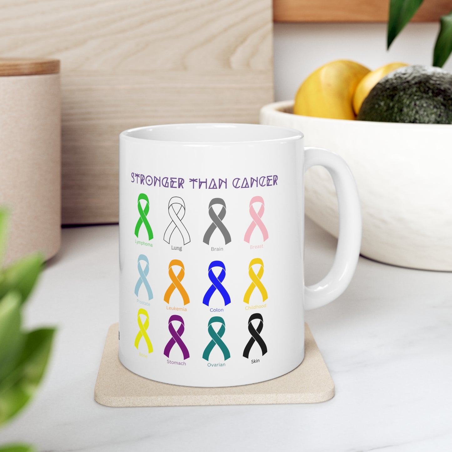 Chefao Stronger Than Cancer I, White Coffee Mug, 11oz