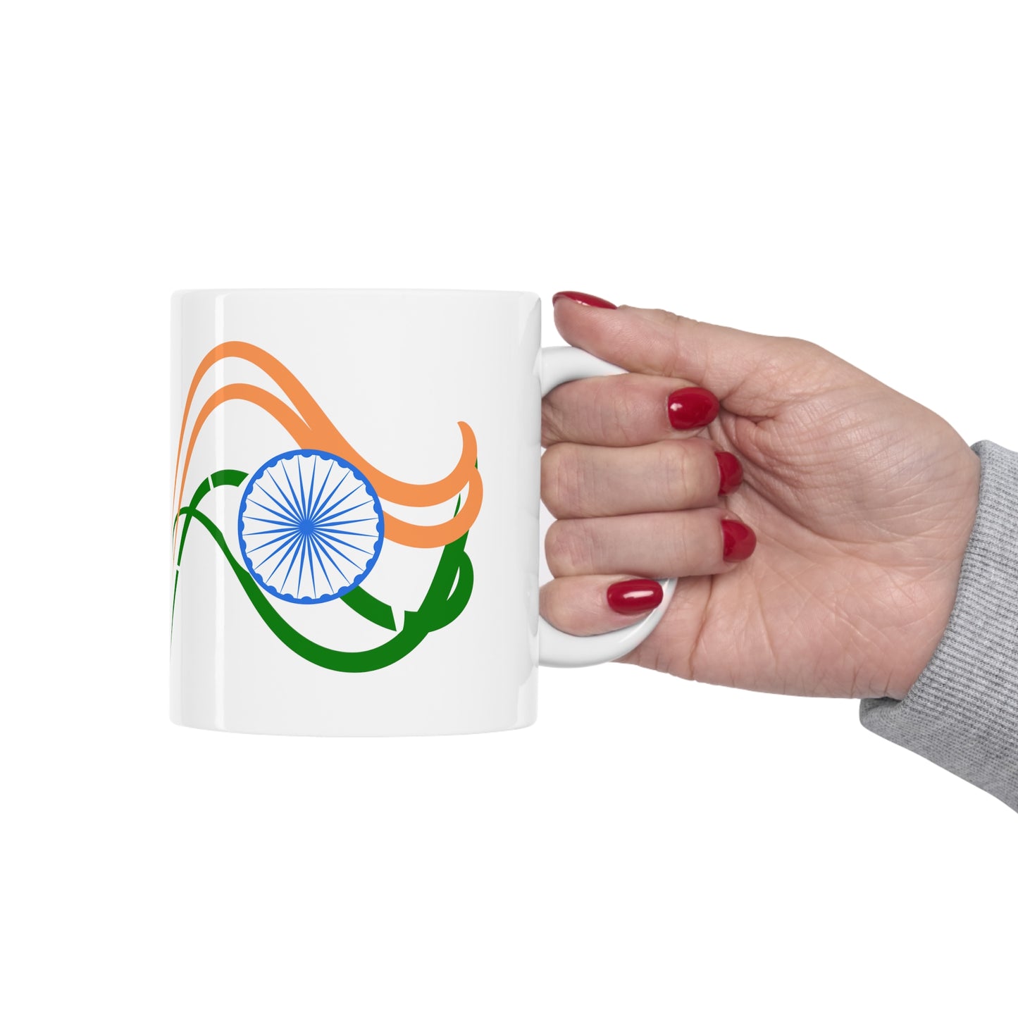 Sleek Indian Flag Design, White Coffee Mug, 11oz