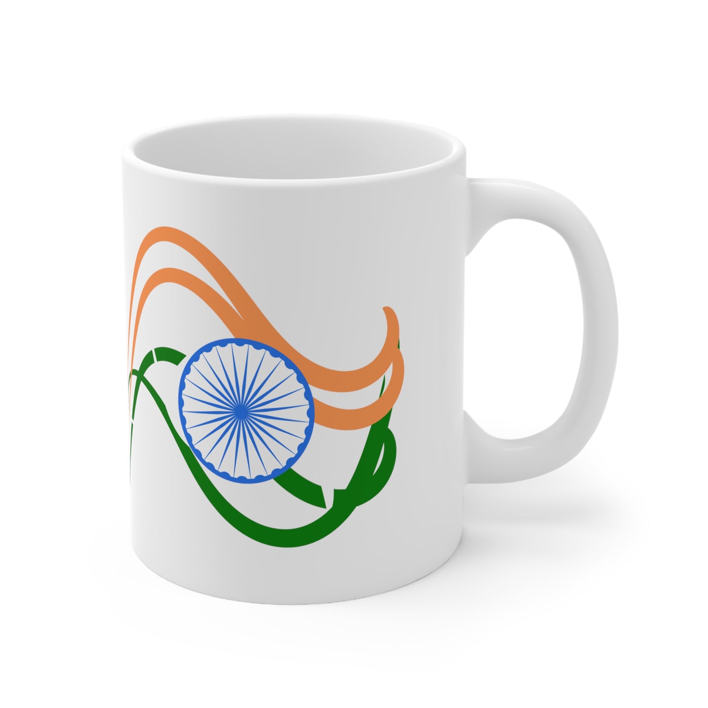 Sleek Indian Flag Design, White Coffee Mug, 11oz