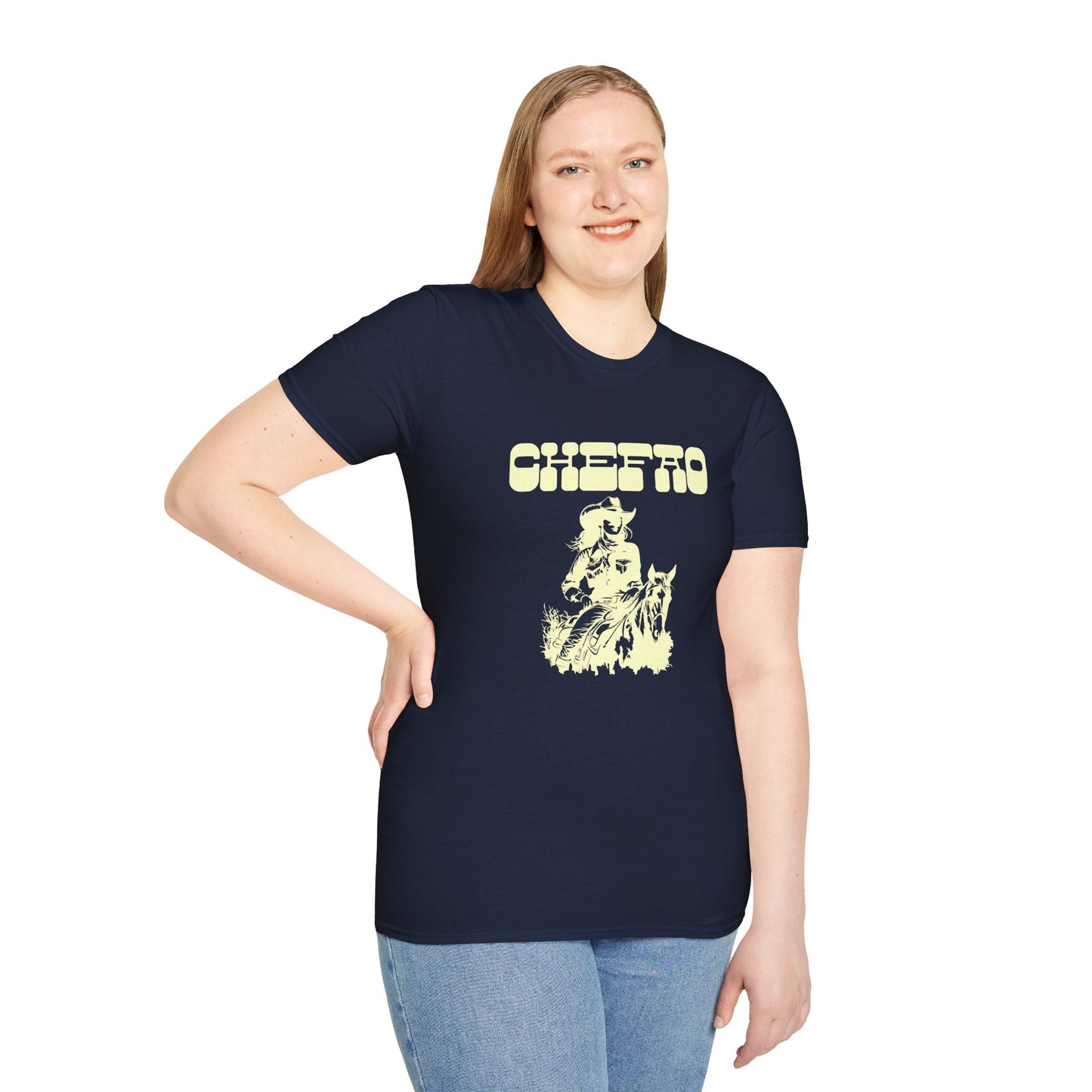 Chefao Cowgirl V, Unisex Softstyle T-Shirt