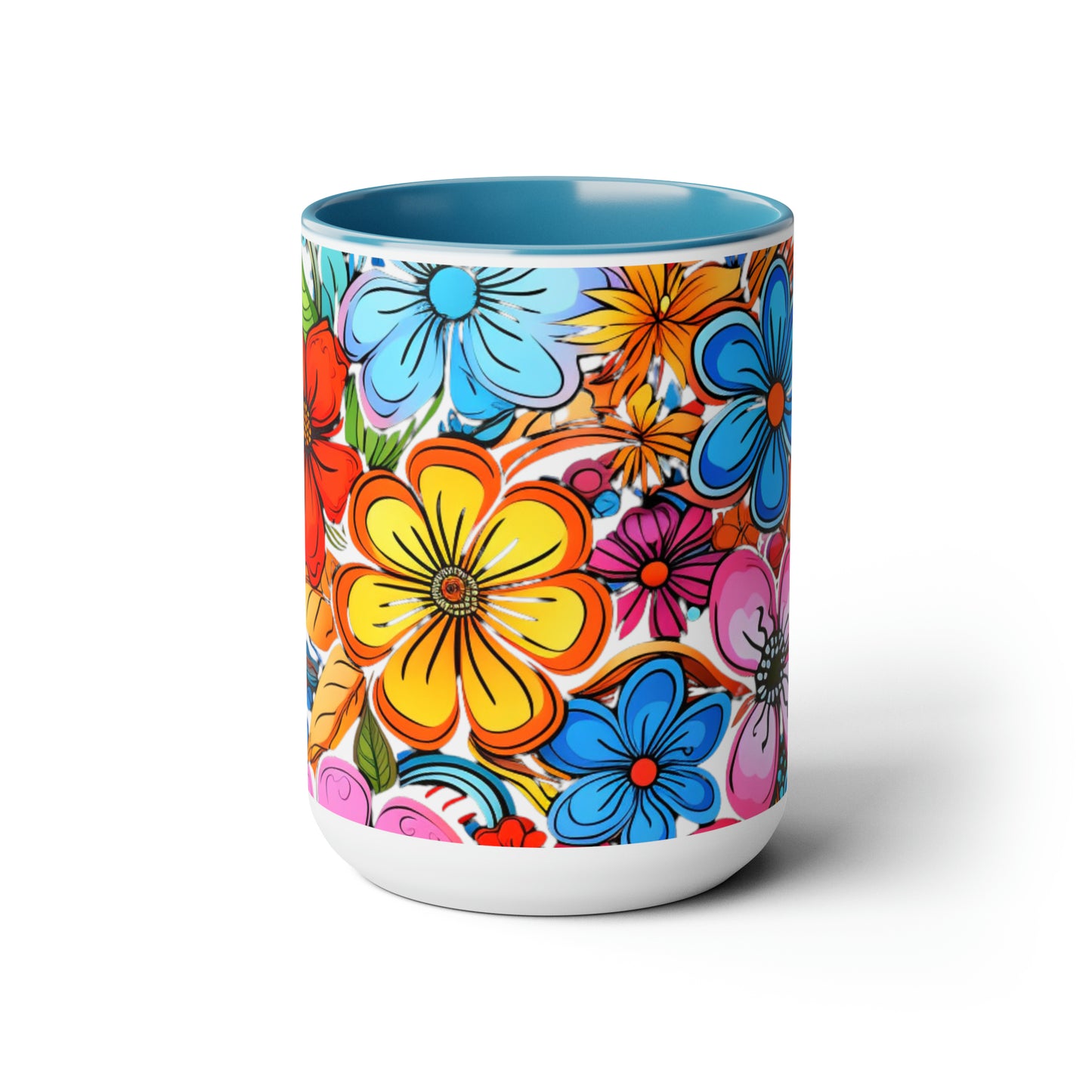 Happy Floral Design, Coffee Mug, 15oz