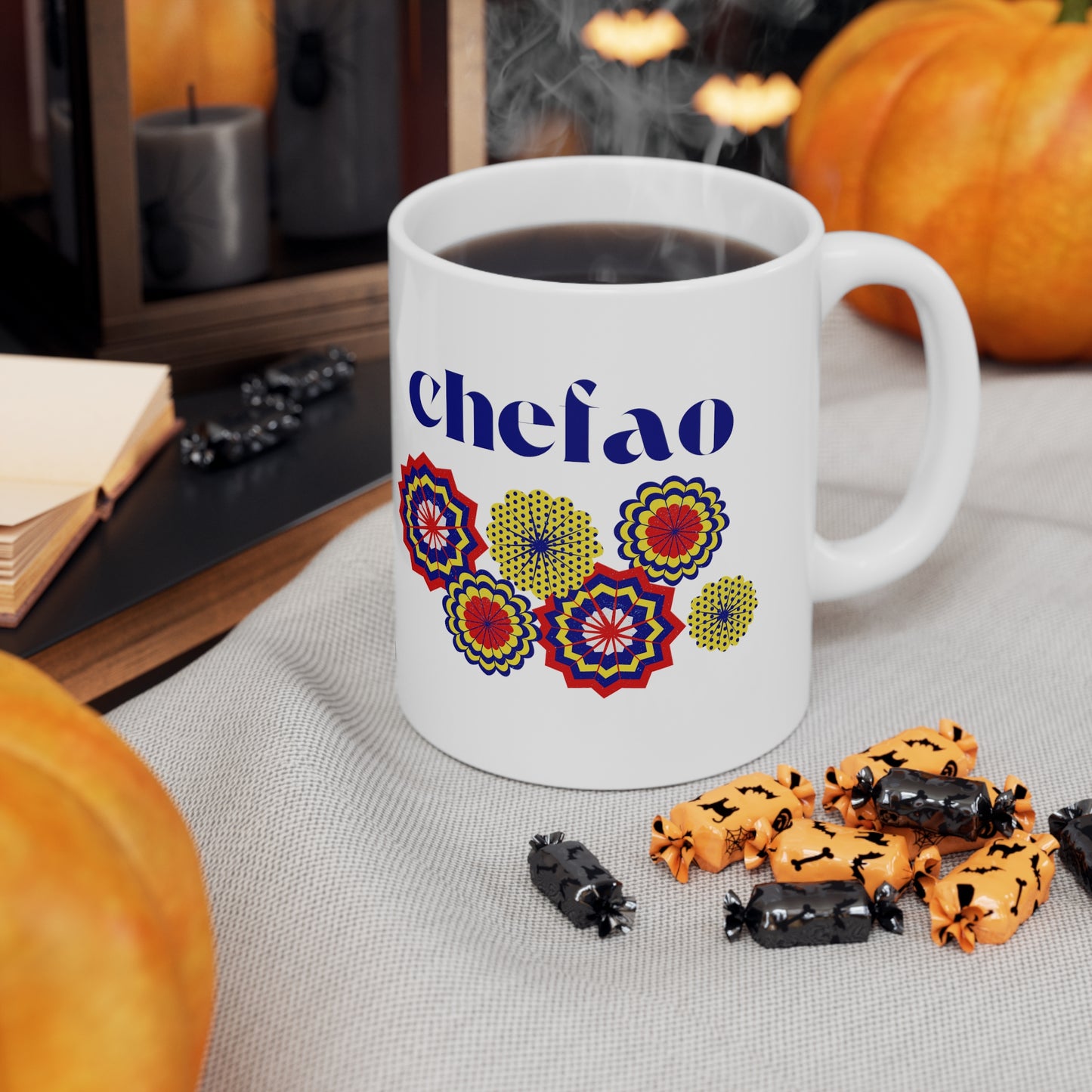 Chefao Paper Fans I, White Coffee Mug, 11oz