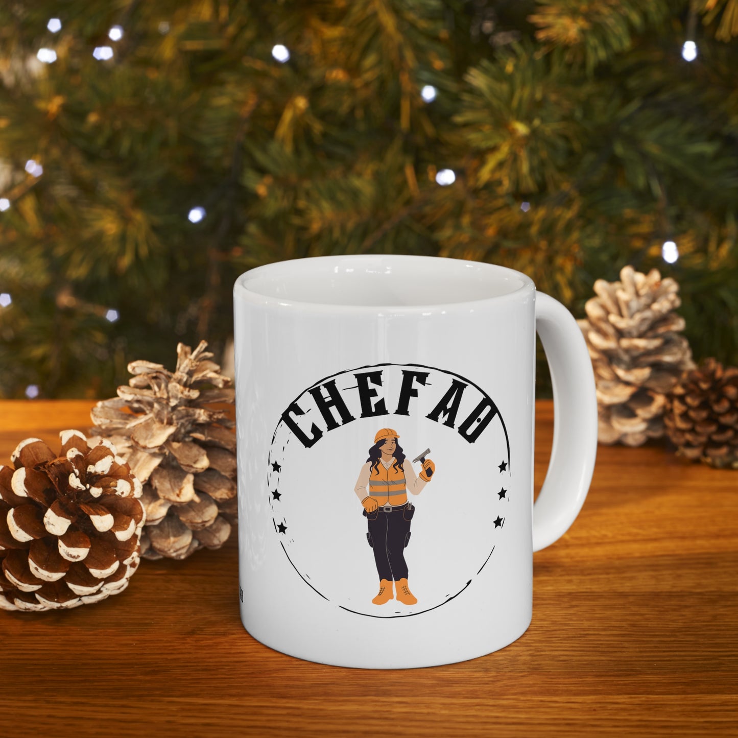 Chefao Construction III, White Coffee Mug, 11oz