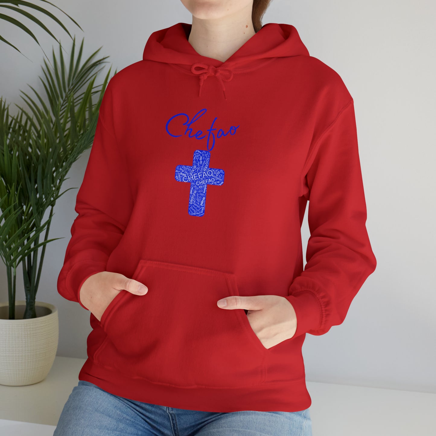 Chefao Cross I Blue, Unisex Heavy Blend™ Hooded Sweatshirt