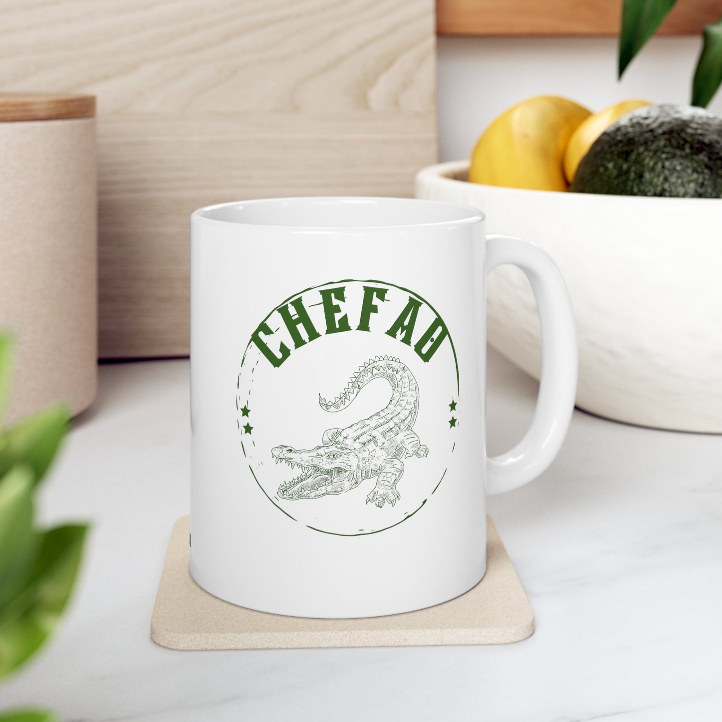 Chefao Alligator I, White Coffee Mug, 11oz