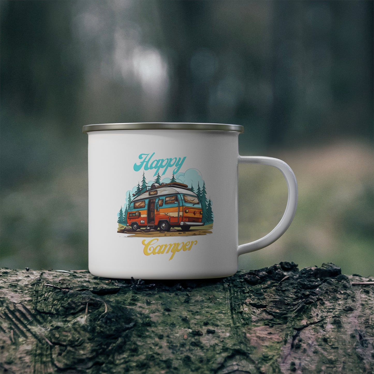 Happy Camper, Enamel Camping Mug