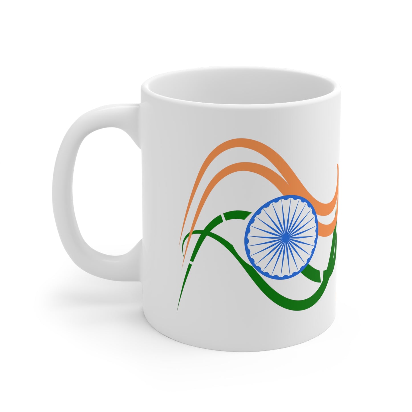 Sleek Indian Flag Design, White Coffee Mug, 11oz