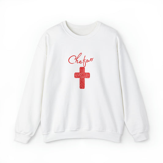 Chefao Cross I Red, Unisex Heavy Blend Crewneck Sweatshirt