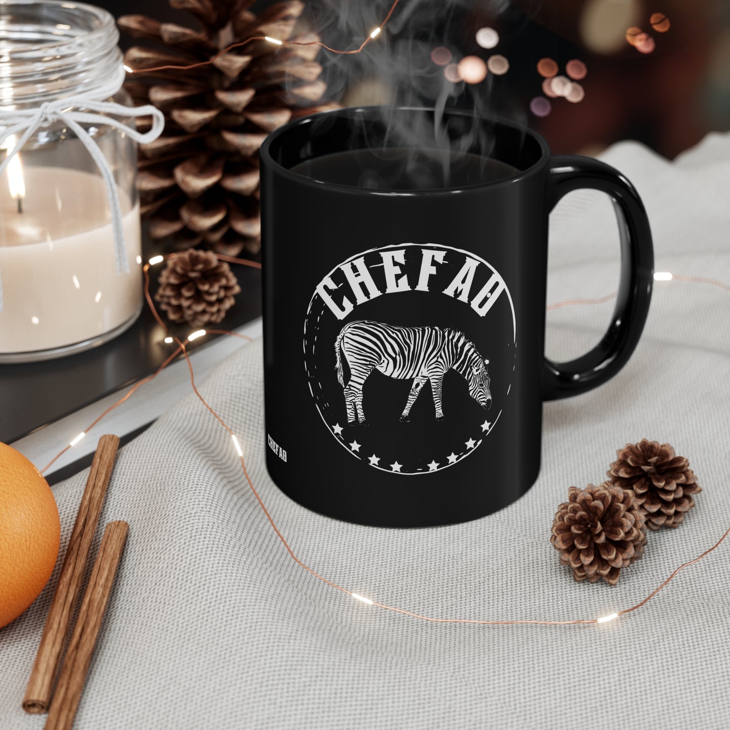 Chefao Zebra I, Black Coffee Mug, 11oz