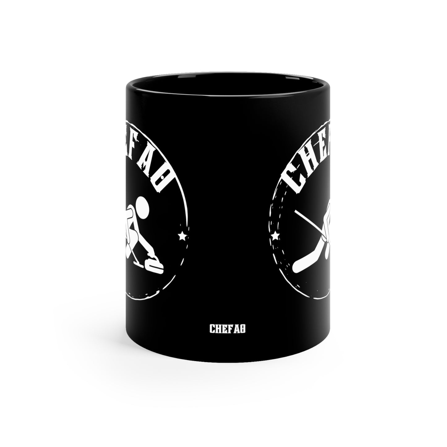 Chefao Curling I, Black Coffee Mug, 11oz