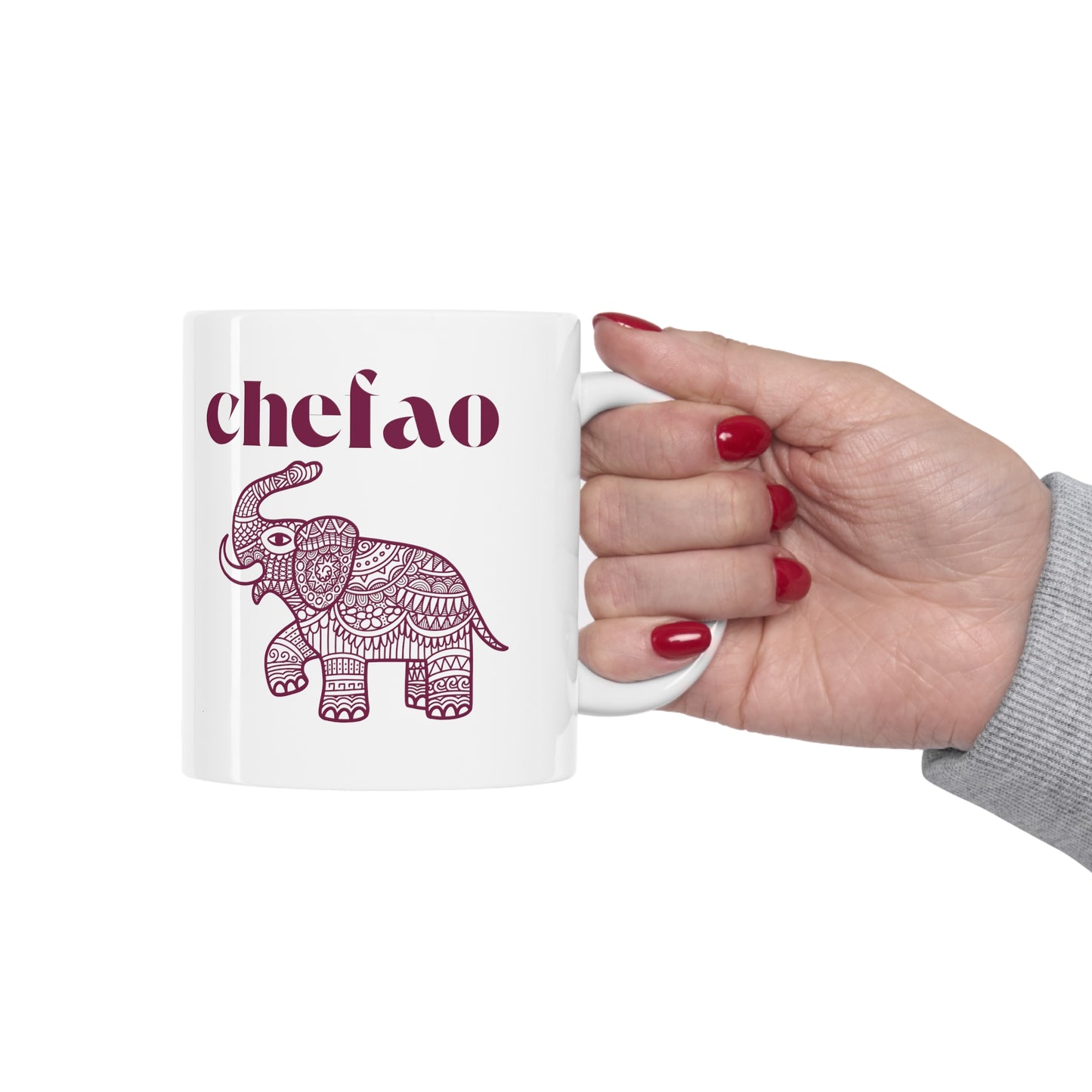 Chefao Elephant III, White Coffee Mug, 11oz