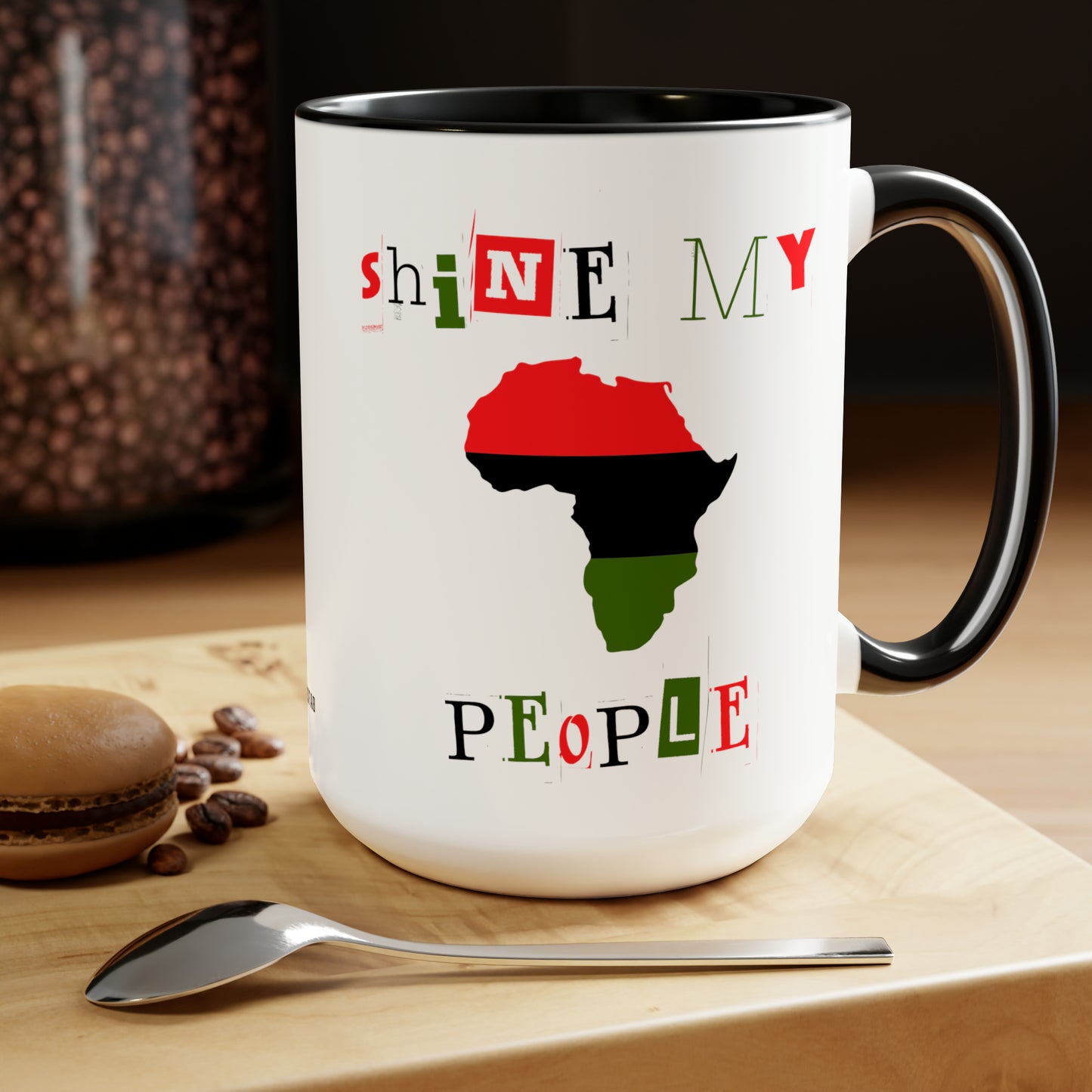 Shine My People Pan Africa I, Two-Tone Coffee Mugs, 15oz