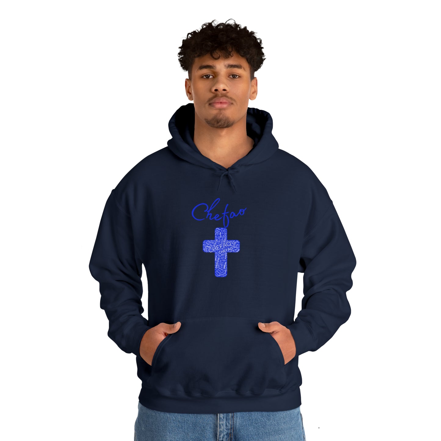 Chefao Cross I Blue, Unisex Heavy Blend™ Hooded Sweatshirt