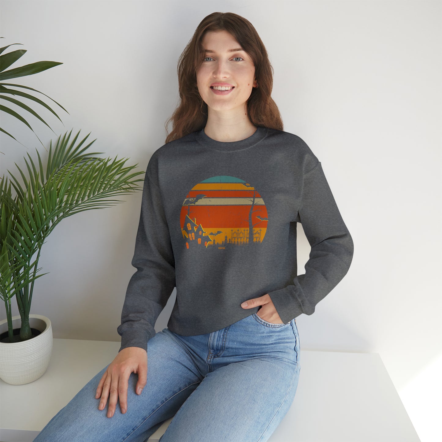 Retro Halloween, Unisex Heavy Blend Crewneck Sweatshirt