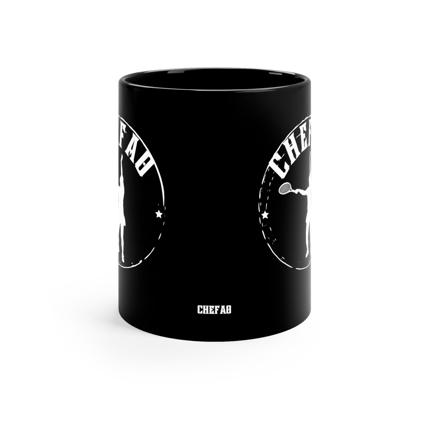 Chefao Tennis I, Black Coffee Mug, 11oz