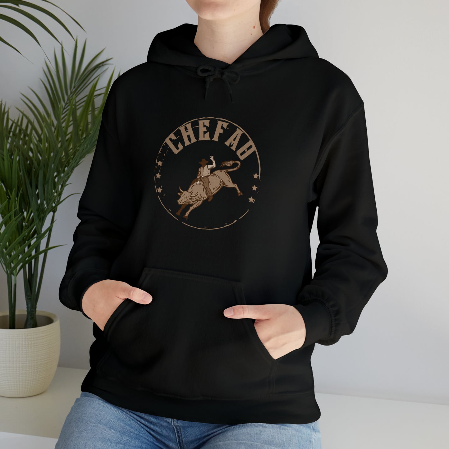 Chefao Bull Riding I, Unisex Heavy Blend Hooded Sweatshirt