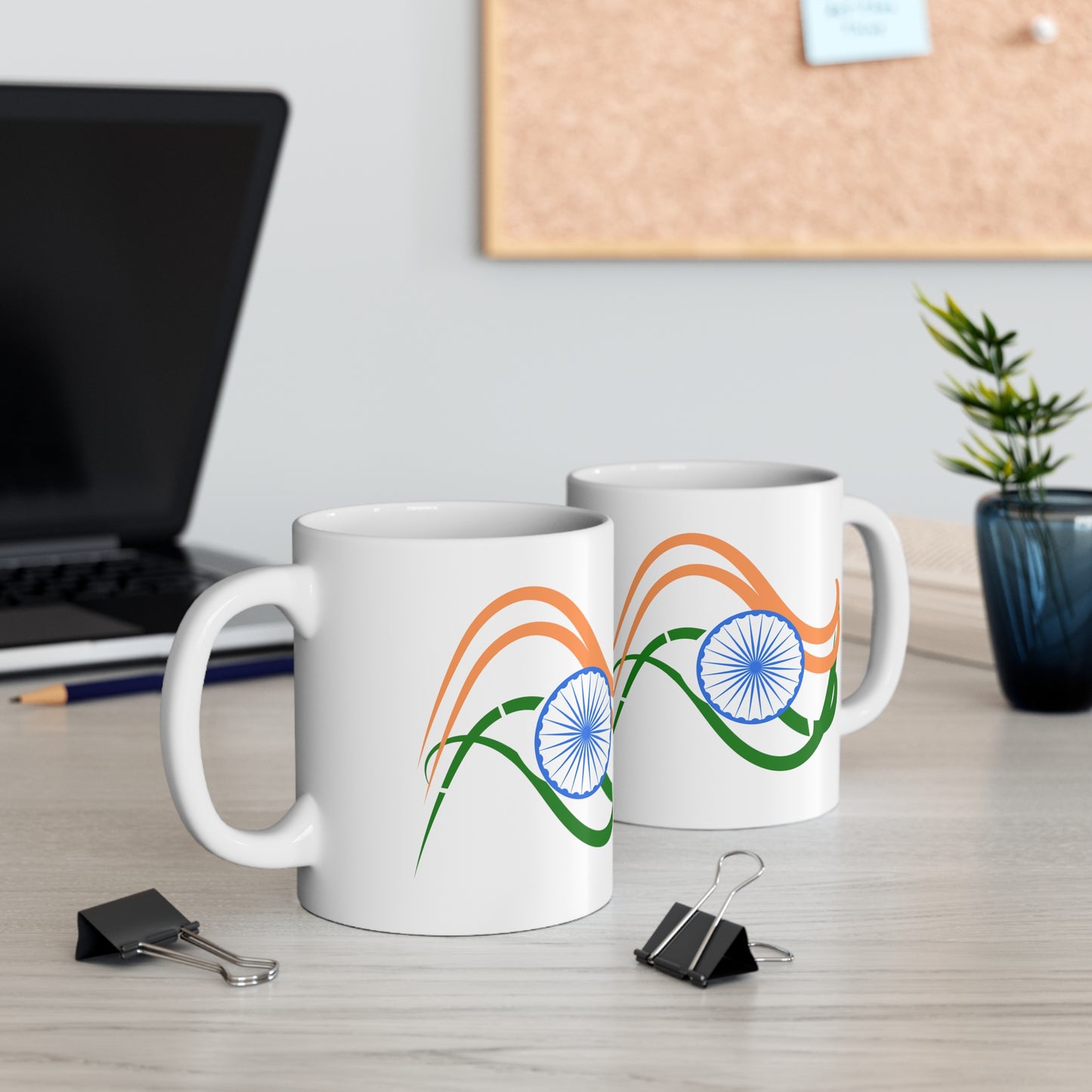 Sleek Indian Flag Design, White Coffee Mug, 11oz