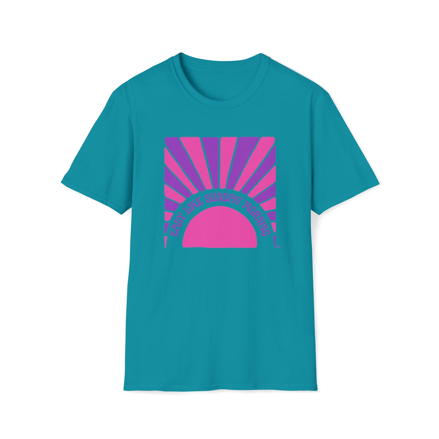 Easy Like Sunday Morning Pink & Purple, Unisex Softstyle T-Shirt