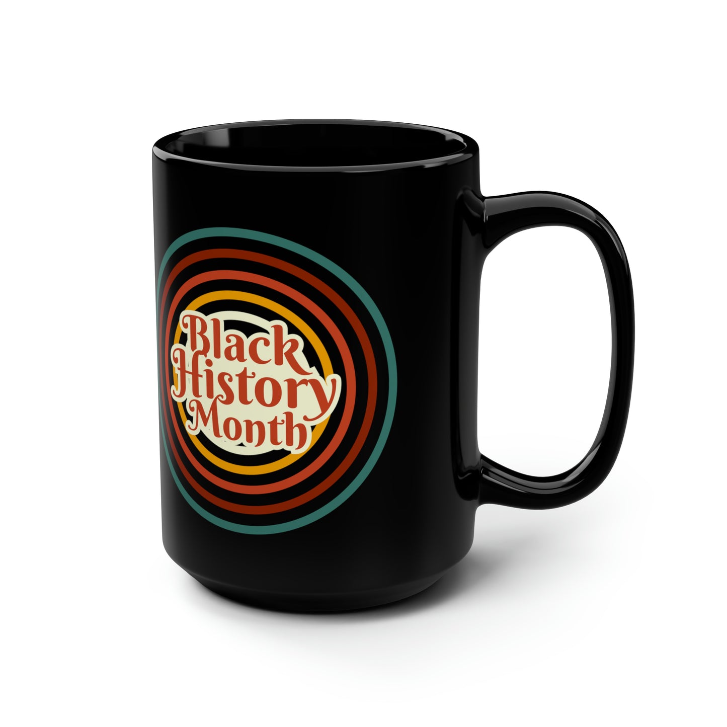 Chefao Retro Black History Month Emblem II, Black Mug, 15oz