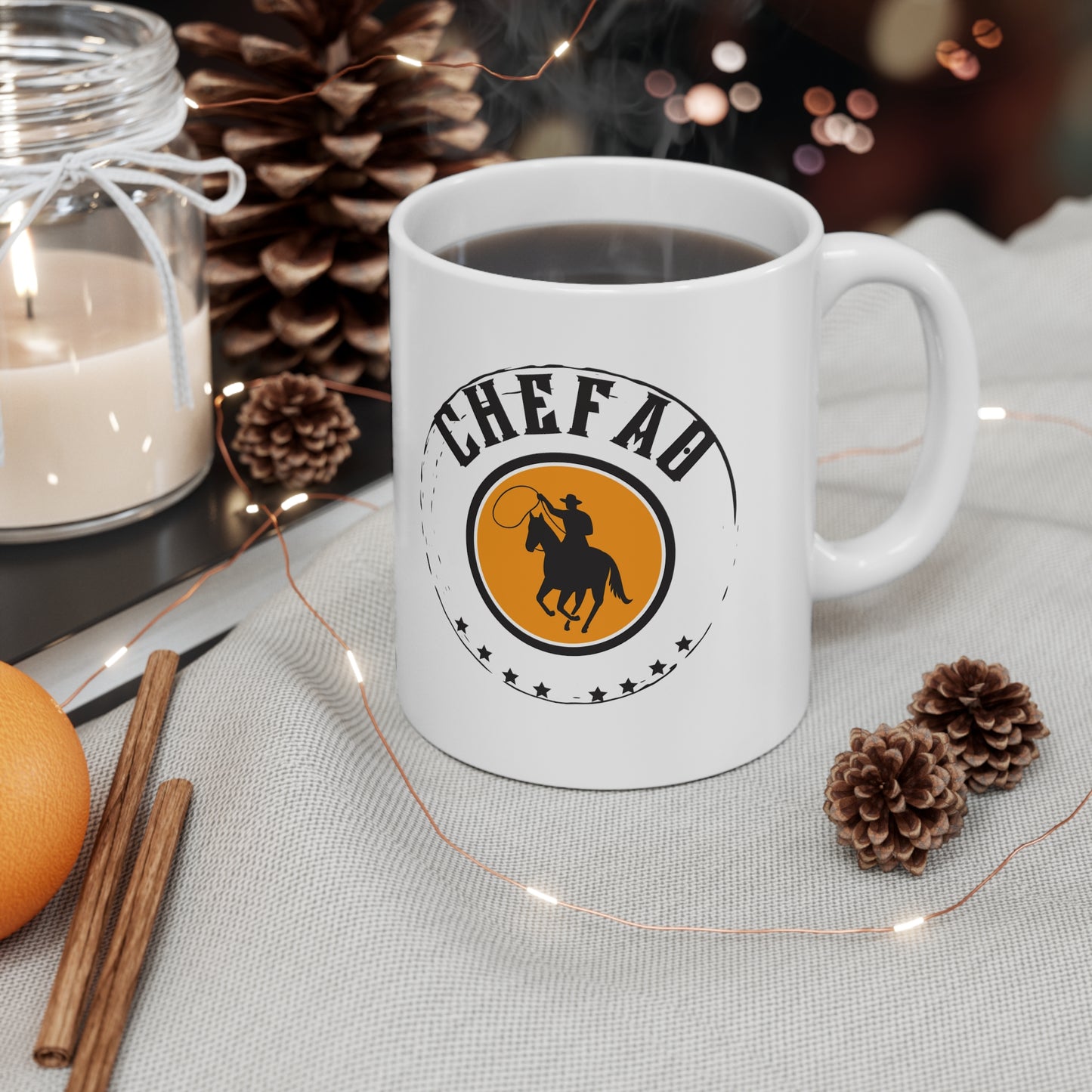 Chefao Cowboy II, White Coffee Mug, 11oz