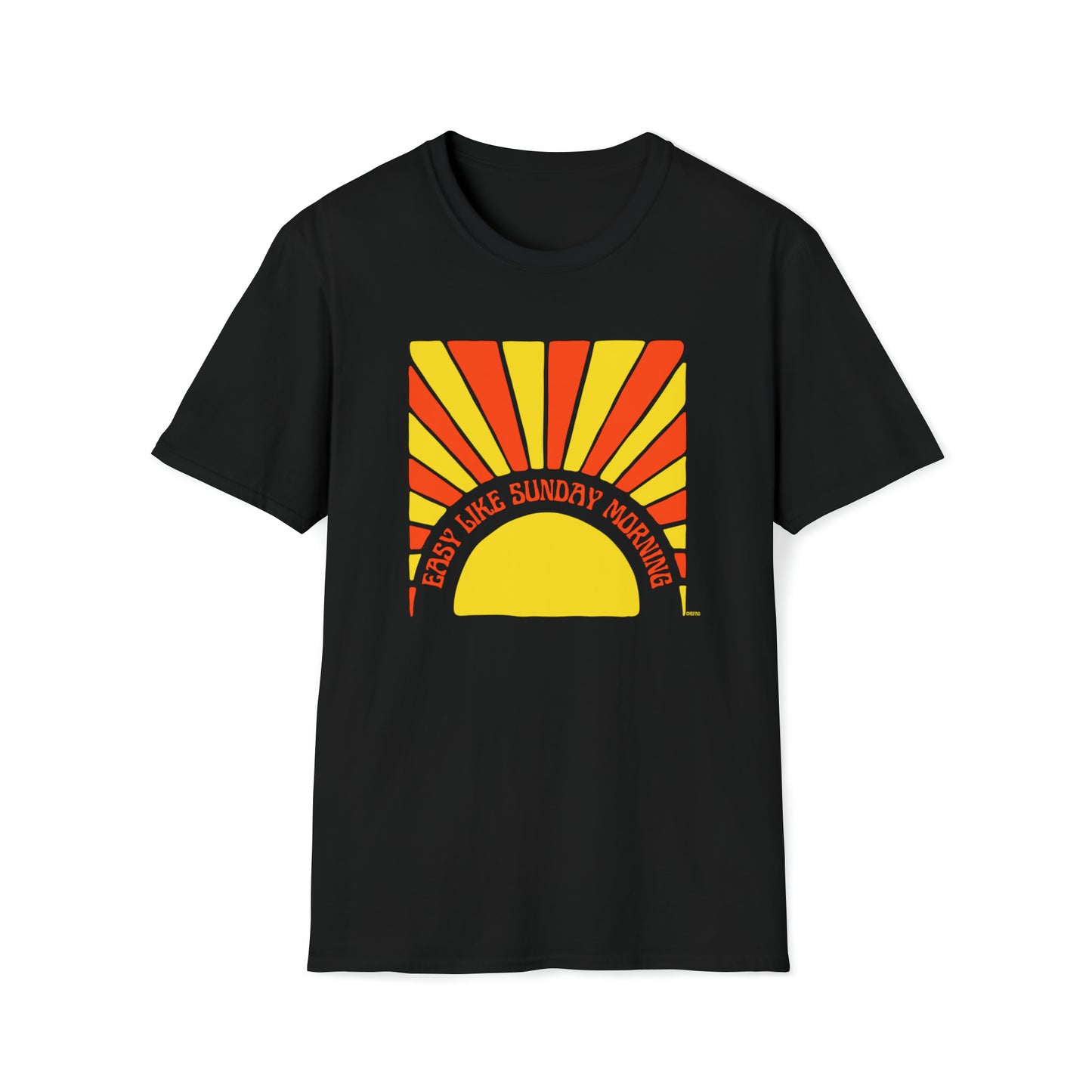 Easy Like Sunday Morning Red & Yellow, Unisex Softstyle T-Shirt