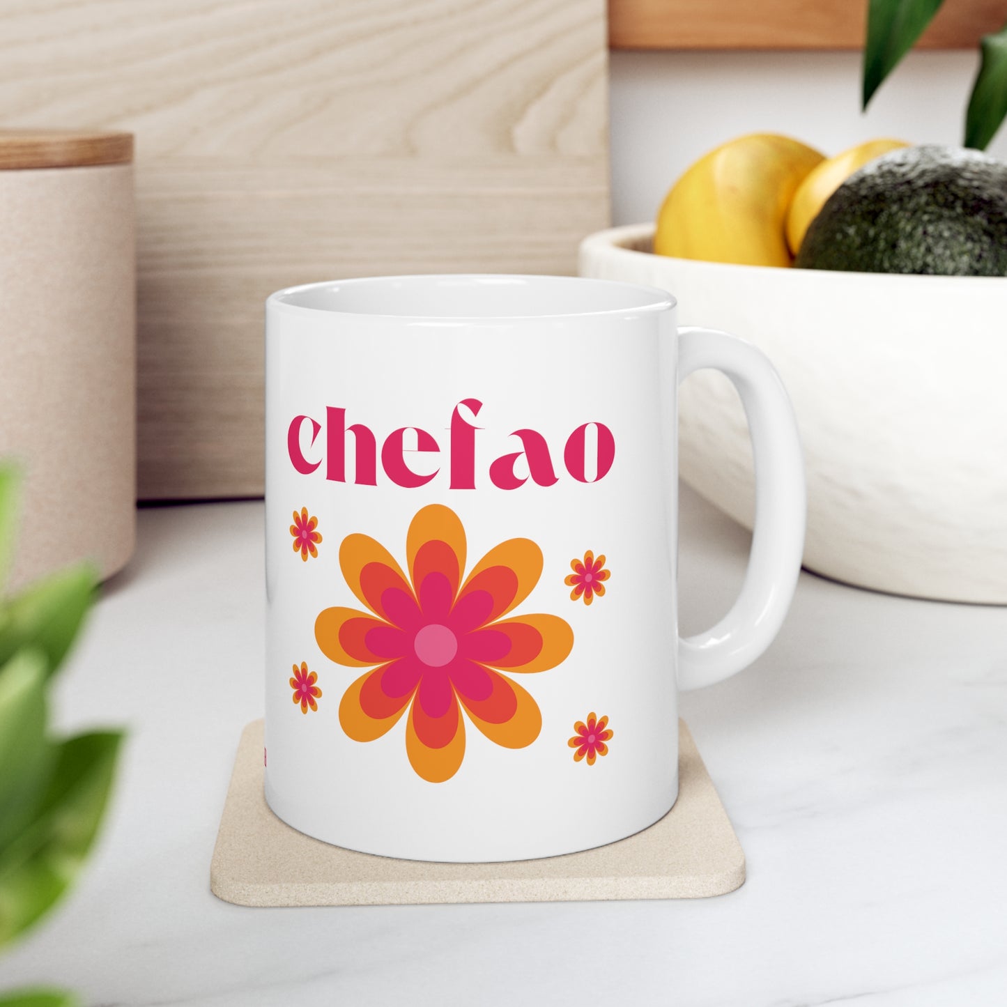 Chefao Retro II, White Coffee Mug, 11oz