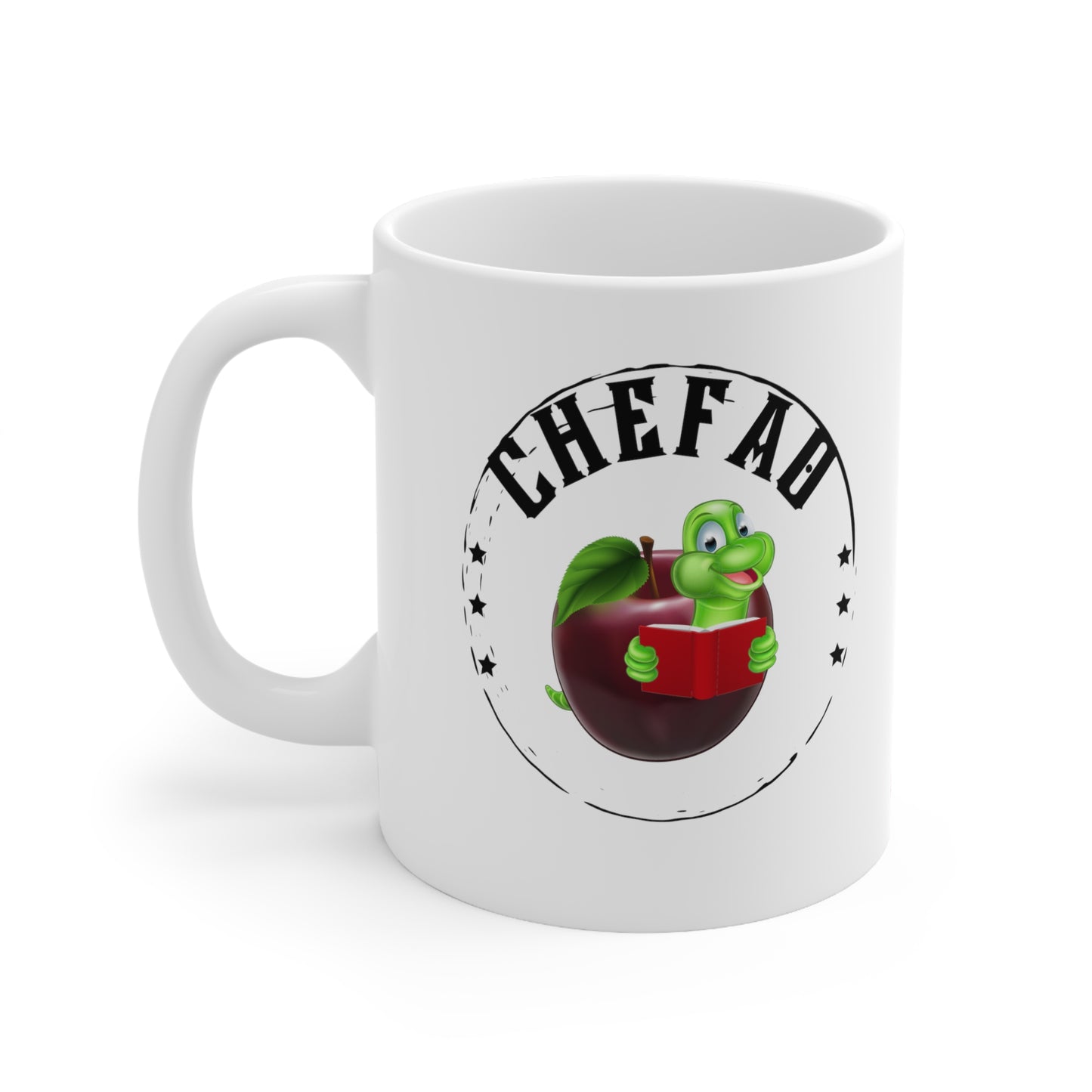 Chefao Bookworm II, White Coffee Mug, 11oz