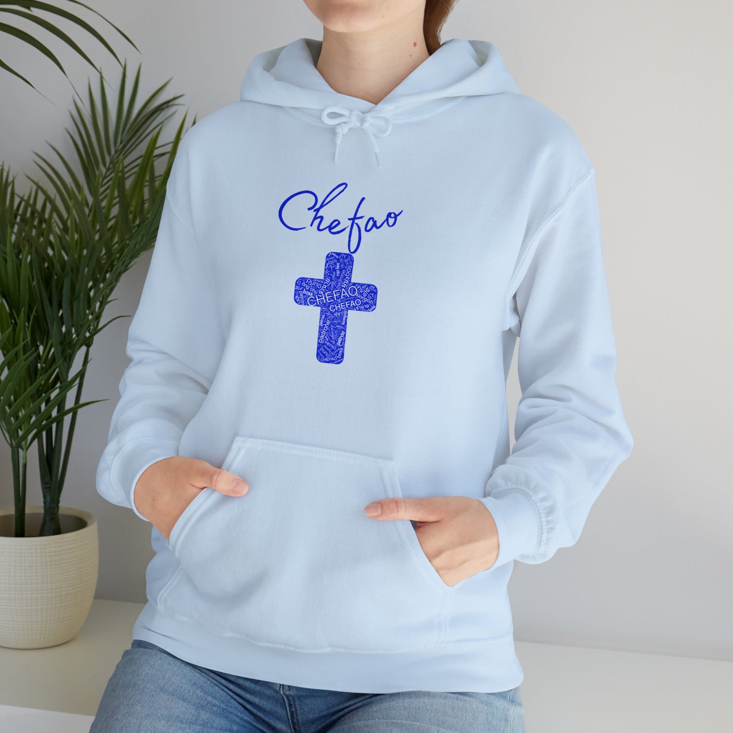 Chefao Cross I Blue, Unisex Heavy Blend™ Hooded Sweatshirt