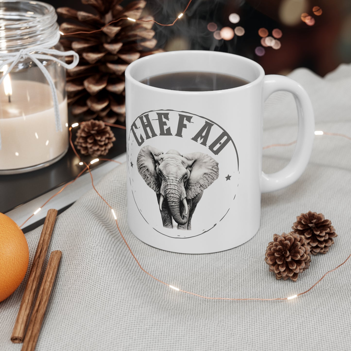 Chefao Elephant I, White Coffee Mug, 11oz