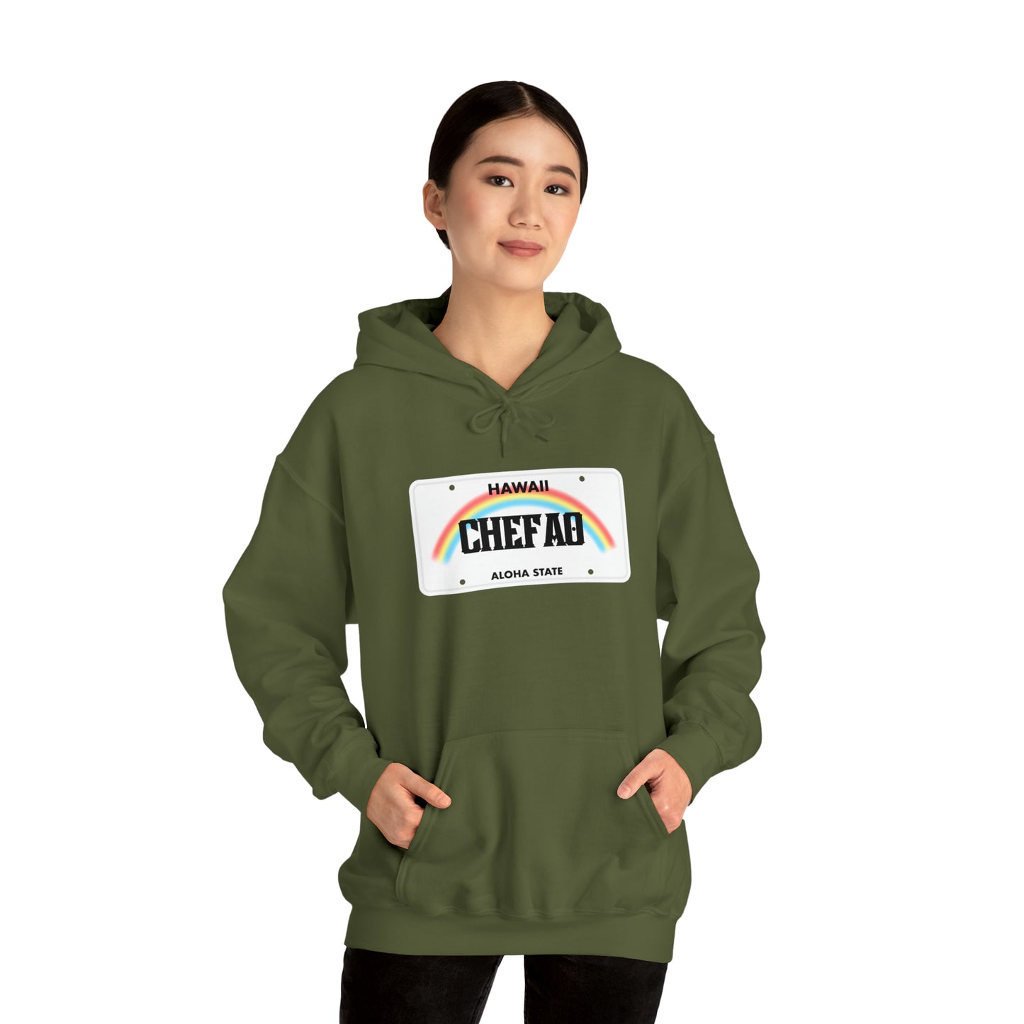 Chefao Hawaii License Plate I, Unisex Heavy Blend Hooded Sweatshirt