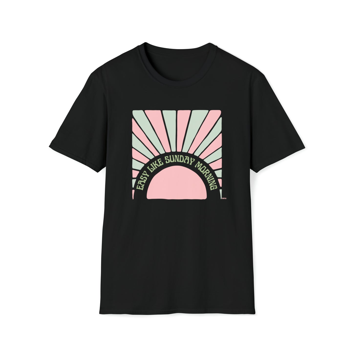 Easy Like Sunday Morning Pink & Green, Unisex Softstyle T-Shirt