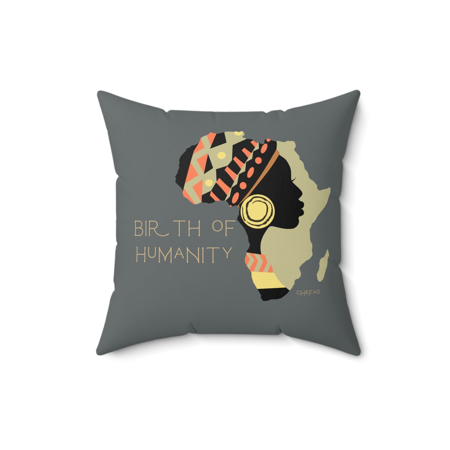 Birth of Humanity™ II (Gray), Spun Polyester Square Pillow