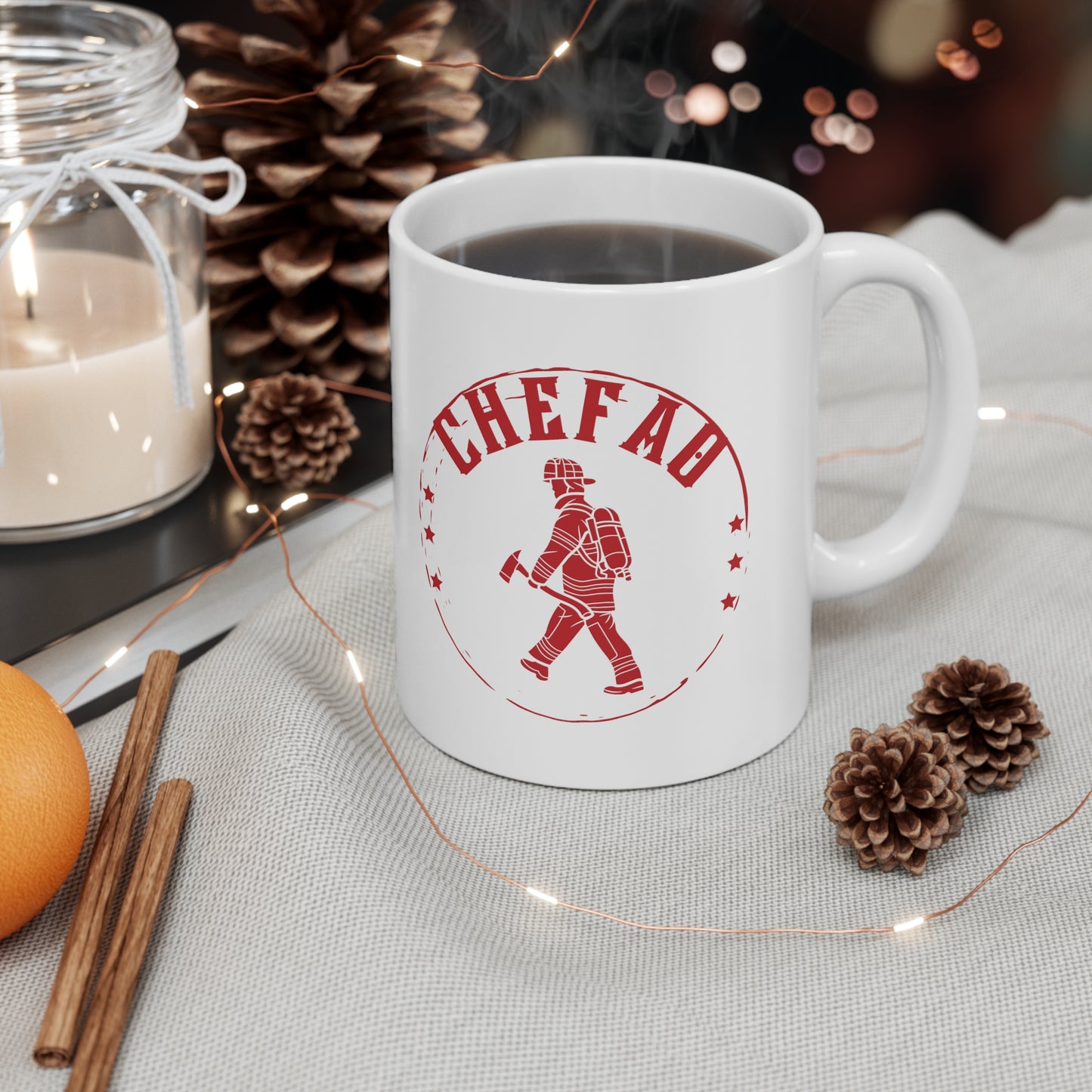 Chefao Fire I, White Coffee Mug, 11oz