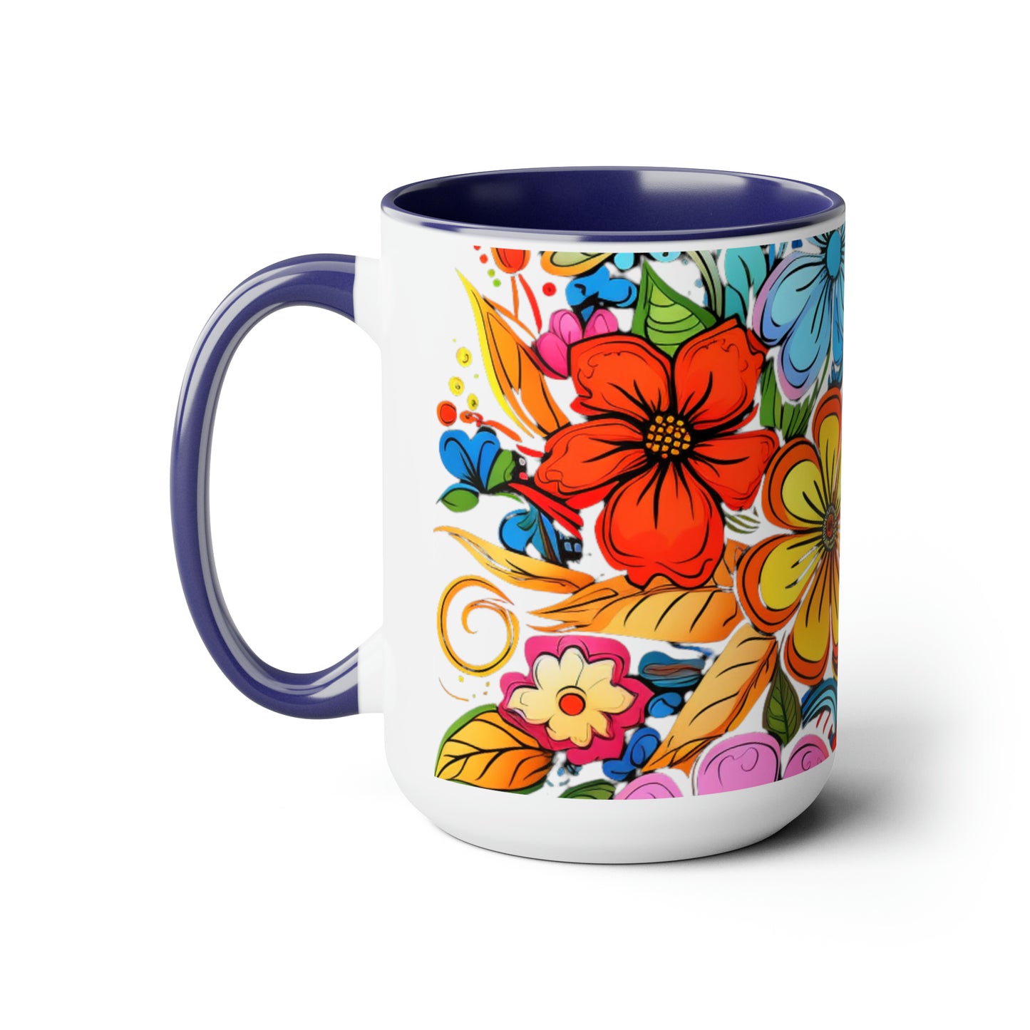 Happy Floral Design, Coffee Mug, 15oz