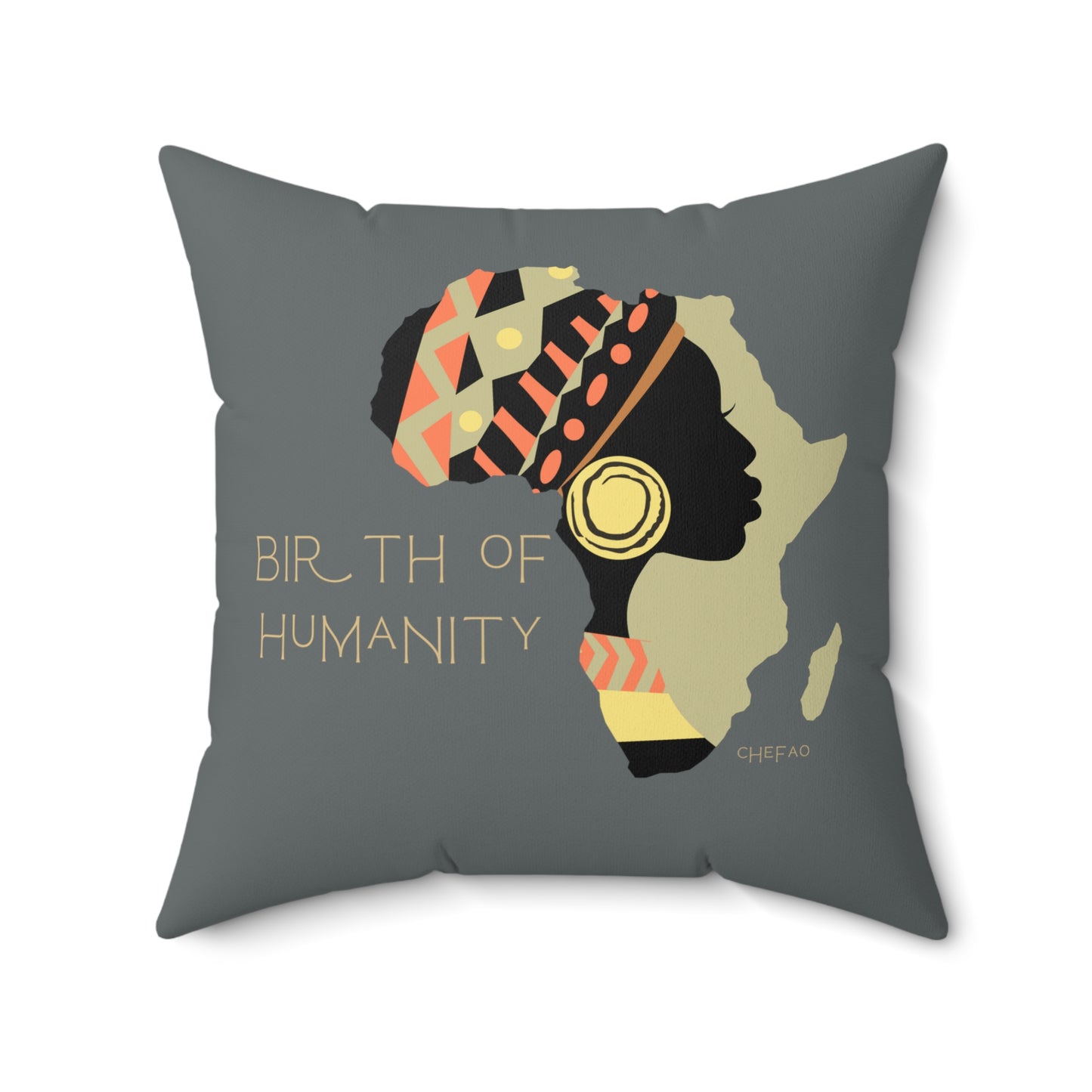 Birth of Humanity™ II (Gray), Spun Polyester Square Pillow