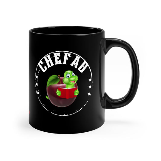 Chefao Bookworm II, Black Coffee Mug, 11oz