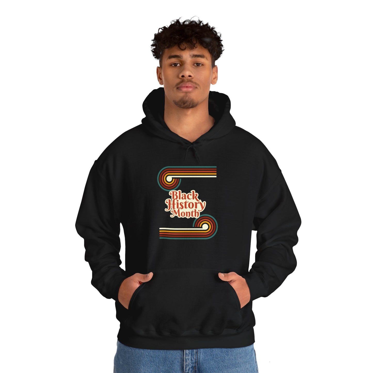Chefao Retro Black History Month Emblem I, Unisex Heavy Blend Hooded Sweatshirt
