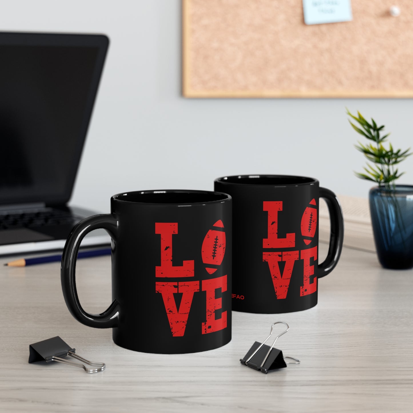 Chefao Love Football I, Black Coffee Mug, 11oz