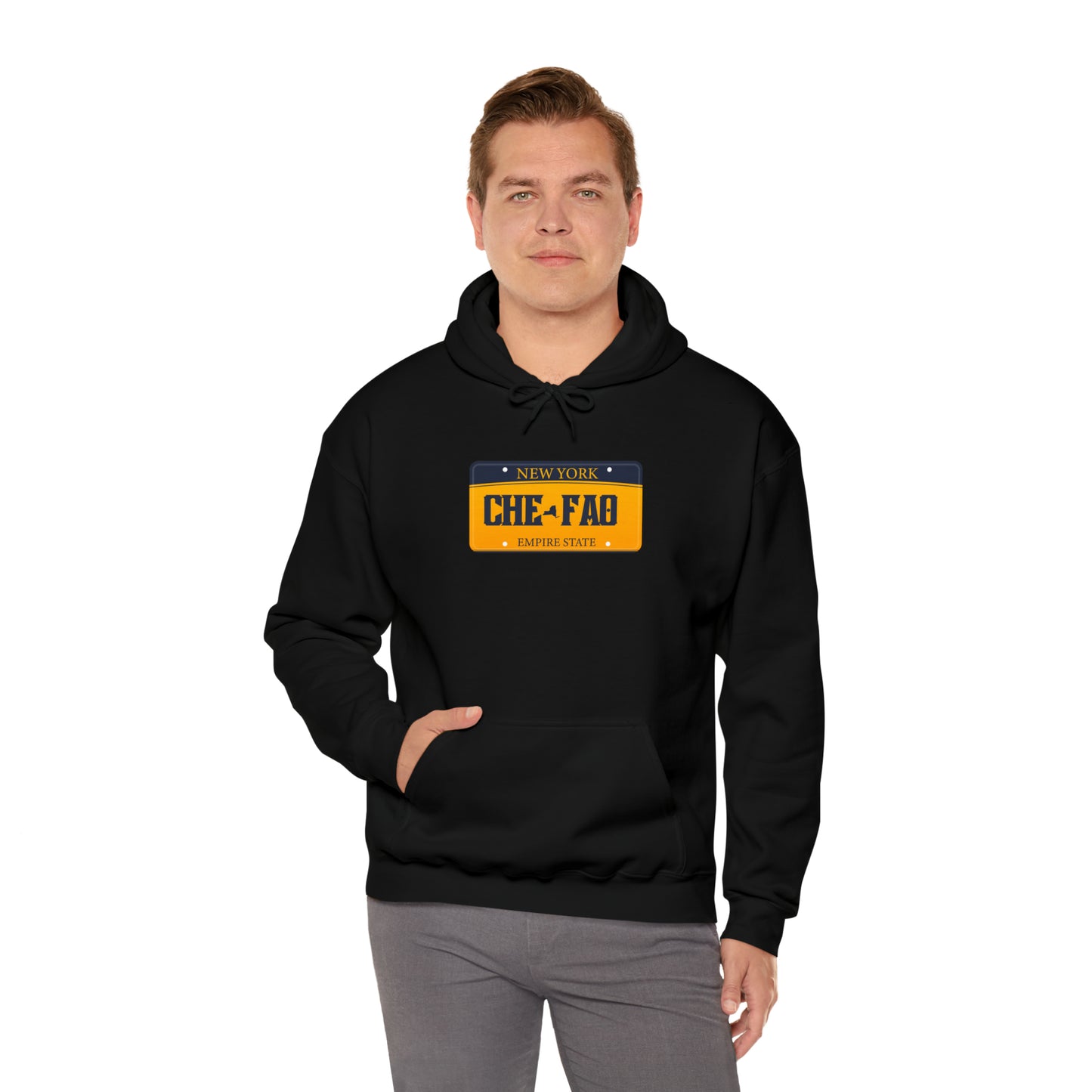 Chefao New York License Plate I, Unisex Heavy Blend Hooded Sweatshirt