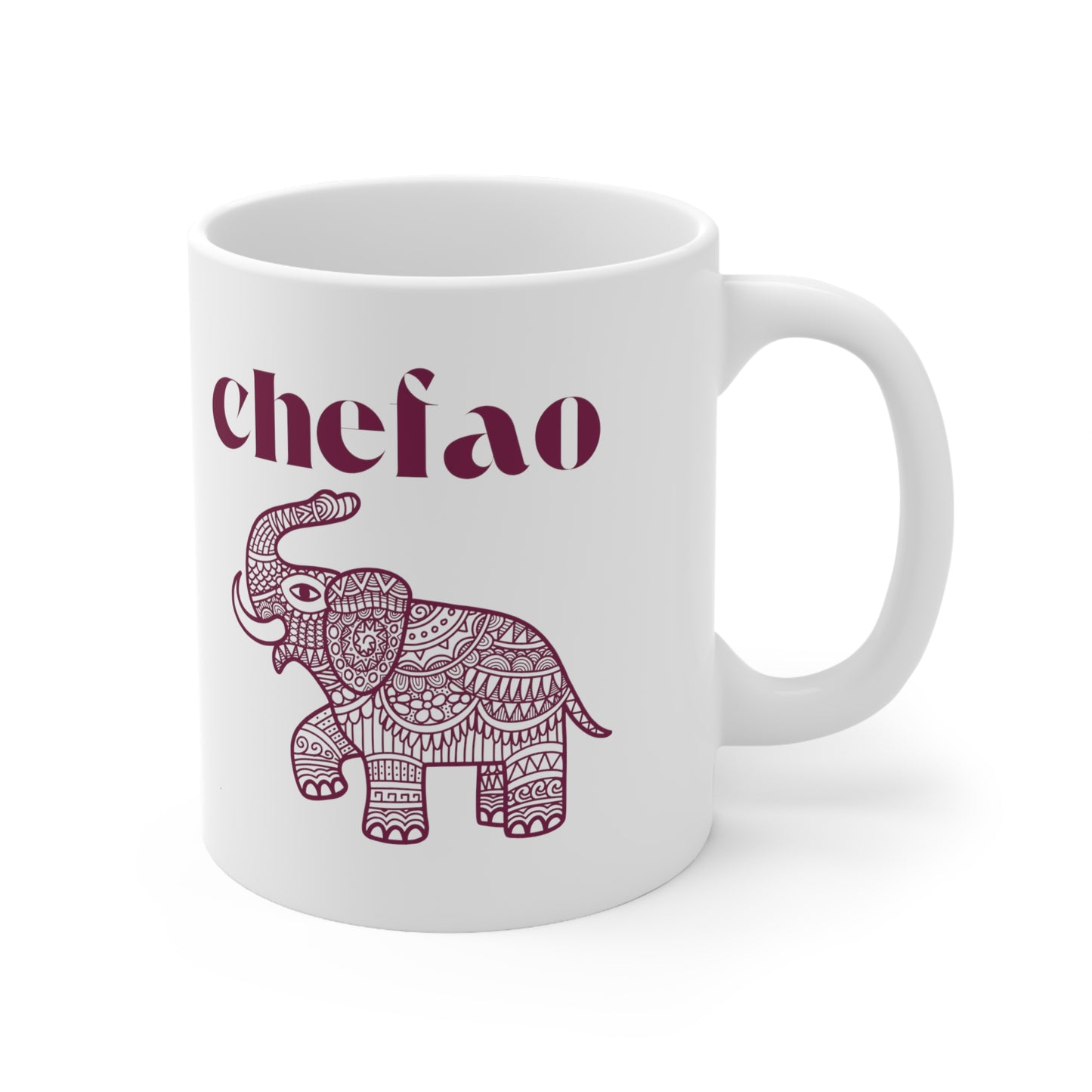 Chefao Elephant III, White Coffee Mug, 11oz