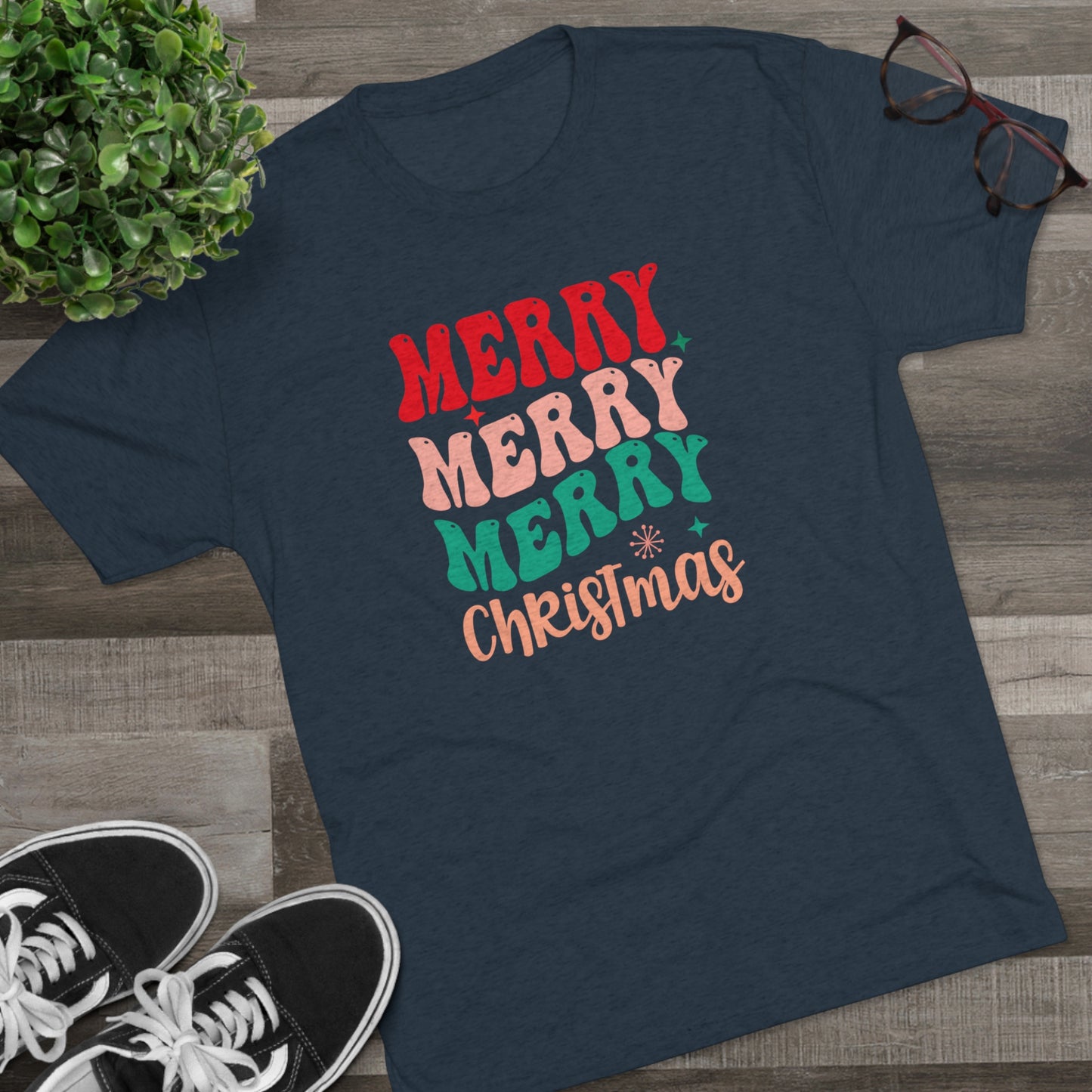 Merry Christmas II, Unisex Tri-Blend Crew Tee