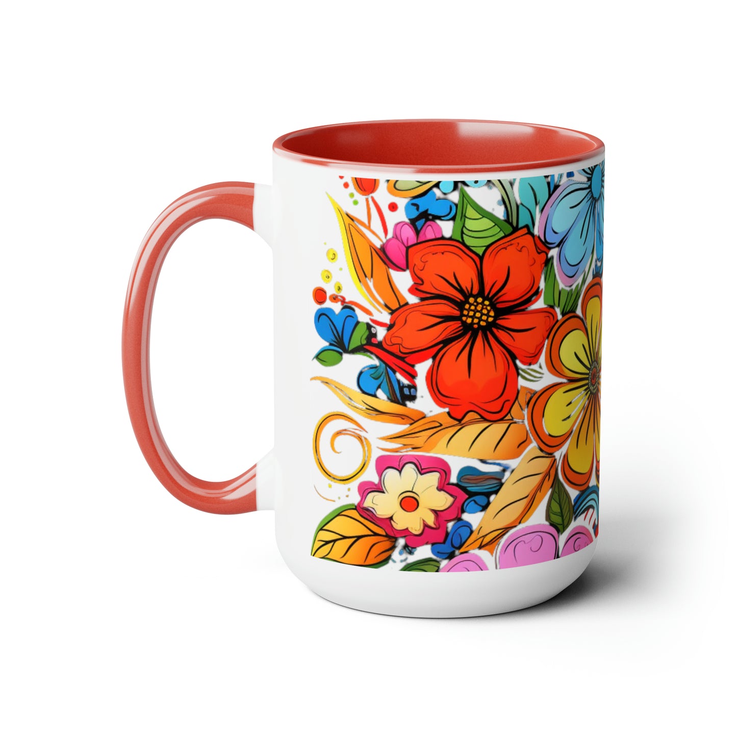 Happy Floral Design, Coffee Mug, 15oz