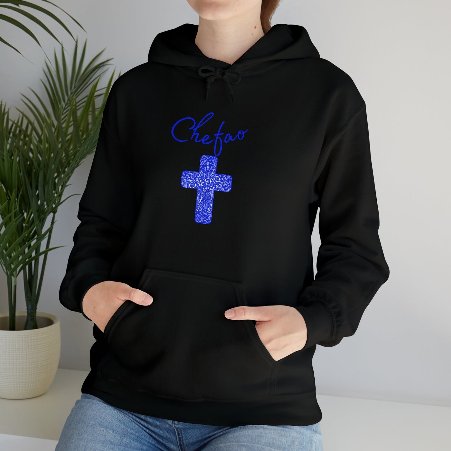 Chefao Cross I Blue, Unisex Heavy Blend™ Hooded Sweatshirt